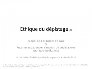 Michel Doré Ethique du dépistage