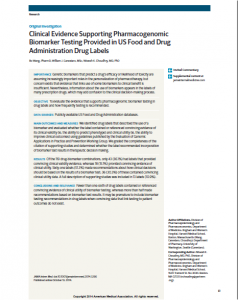 JAMA_Intern_Med_Pharmacogenomic biomarkers_12-2014